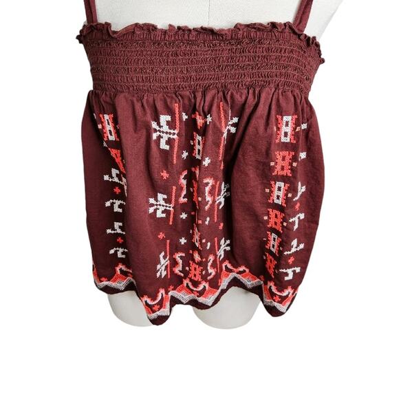 Anthropologie Aliza Embroidered Swing Tank Womens Medium Brown - Picture 3 of 10